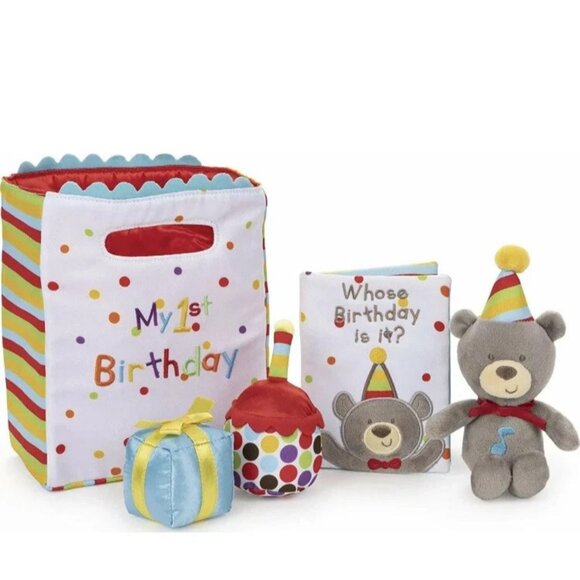 GUND Baby My First Birthday Stuffed Plush Playset 5 Pieces Gift Toys  8" NEW - Picture 1 of 5